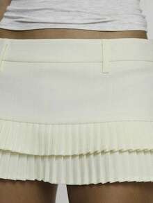 Women Y2K Ruffle Mini Skort Skirt Low Rise Layered Tiered Hem Short Skirt Summer Going Out Skirts Party Clubwear - 白色 - 查看 7