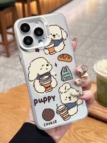 1pc Graffiti Puppy Design Fashionable White Phone Case, Featuring Anti-Fall And Scratch-Resistant Full-Body Protection, Suitable For Daily Use And Travelers, Compatible With IPhone XR/11 Pro Max/7P/8P/12 Pro/12 Pro Max/13 Pro/13 Pro Max/14 Pro/14 Pro Max/15 Pro/15 Pro Max/14/15Plus/16E/16 Pro/16 Pro Max/17 Pro/17 Pro Max/Air/SMART8, Galaxy A55/A15/S23/S24/S25 Ultra - White - View 1