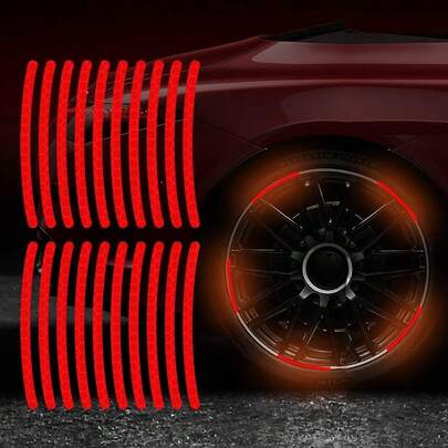 20pcs Car Wheel Decorative Reflective Stickers, Night Safety Warning Tape, Anti-Scratch Rim Decals, Universal Exterior Accessories,Bonnet,Car Accessories.Car Decals (Luminous)