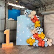 123 Pieces Of Western Cowboy Theme Balloon Arch Set, Including Blue, Orange, Yellow And Sand White Balloons, Suitable For Western Cowboy Theme Birthday Parties, Gender Reveal Parties, Babyshower Parties, Farm-Themed Activities, Birthday Parties, Party Decorations, Anniversary Celebrations And Summer Party Decorations. - Multicolor - View 4