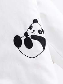 3件套男婴可爱卡通熊猫条纹印花长袖连体衣，四季皆宜 - 綠色 - 查看 7