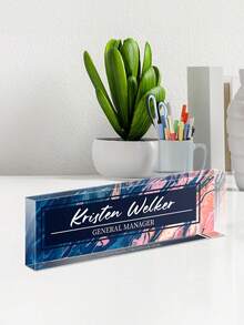 1pc Customized Acrylic Desk Name Plate, 20 Styles Available, Personalized Text, Employee Appreciation Gift For Teachers, Colleagues, Nurses, Managers - Multicolor - View 3