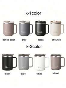 1个12盎司不锈钢真空保温旅行杯，带手柄，双层隔热咖啡杯，带滑动盖，防漏防溢，大容量，适用于家庭、学校、办公室、户外露营和野餐。 - 多色 - 查看 5