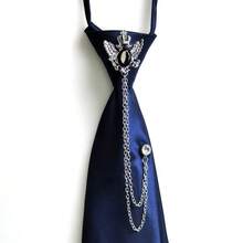 Korean Style Tassel Rhinestone Tie For Women, College Style Korean Version Tassel Rhinestone Short Tie, Fashionable Versatile JK Shirt DK Tie With Rhinestones, Lazy Tie For Men And Women, Couple Style, Suitable For All Seasons - Rượu vang đỏ E-Wine - Xem 10