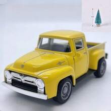 圣诞红色卡车模型复古金属汽车摆件收藏玩具，配有迷你圣诞树，适合桌面装饰，适合作为复活节、圣诞节和生日礼物。 - 粉色 - 查看 5