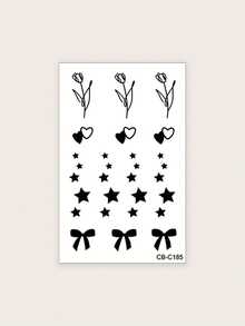 Herbal Juice Semi-Permanent Magic Finger Style Tattoo Sticker. Minimalist Tattoos. Romantic Texture Tulips, Double Hearts, Stars, Bowknot Patterns. Cute Small Fresh Pattern Tattoo Sticker. Daily Party Festival Gift. Shoulder, Neck, Arm, Finger, Earlobe, Back Of Leg, Collarbone, Body. Old School Tattoos. Semi-Permanent Tattoo. Waterproof. Long-Lasting Temporary Tattoo Sticker. Tattoo Sticker. Fake Tattoo. 1 Pack. - Blue - View 5
