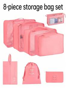 9pcs/Set Travel Packing Cubes - Large Capacity Multi-Function Zipper Storage Bags, Hand-Held Travel Bag, Storage Bag, Mesh Bag, Shoe Bag, Bottle Sleeve, Drawstring Bag, General Bag, Luggage Bag, Underwear Storage Bag, Hospital Bag, Shirts, Underwear, Clothes