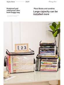 1pc Foldable Transparent PVC Storage Bag - Large Capacity Storage + Black Edging Reinforcement, Handheld Portable + Foldable Space-Saving, Scratch-Resistant Suitable For Storing Toys/Clothes/Books, Home Organization/Travel/Dorm - Multicolor - View 4