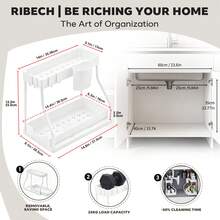 2 Pack Under Sink Organizers Black/White, 2-Tier Large Capacity Pull Out Kitchen & Bathroom Under Sink Drawer Organizer - Space-Saving, Durable Black Storage Solution - 白色 - 查看 12