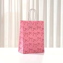 6pcs Pink Bow Theme Party Gift Bags - Elegant Paper Gift Bags With Handles, Suitable For Weddings, Bridal Showers, Birthdays And Special Occasions, Decorated With Pink Bows, Stars And Geometric Patterns, Wedding Party Favors | Dreamy Bow Design | Sturdy Handles Bags, Bridal Shower Gifts - Multicolor - View 9