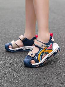 儿童凉鞋,新款男女童夏季凉鞋,返校季校园风沙滩鞋,防滑鞋底,透气轻便,魔术贴设计,适合户外、游乐场、泳池等场所,保护脚趾 - 藍色 - 查看 6