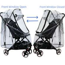 1pc Baby Stroller Rain Cover, EVA Material, Transparent, Windproof, Rainproof, Dustproof, Snowproof, High Transparency, Soft, Easy Installation, Bidirectional Zipper, Fits 95% Stroller Models, All Season Use - Clear - View 3