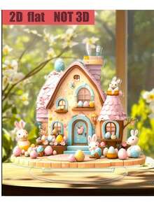 Charming Easter Bunny House Acrylic 2D Flat Decorative Sign & Plaque House-Style Design With Bunny Theme, Desktop-Mounted, Multi-Purpose, No Electricity Required. Suitable For Home, Living Room And Holiday Decoration, An Ideal Gift For Women.