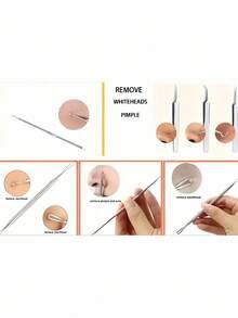 5pcs Micro Needle Acne Removal Tool Kit, Y2K Goth Travel Essentials - Pen Accessories, Sweatshirt, Strawberry Liquid Blush, Sleep Cap, Brooch, Vanity Makeup Brush, Foundation - Multicolor - View 5