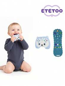 2 Packs Baby Game Controller & TV Remote Shape Teether Set, Cute Bear & Cat Silicone Sensory Toy, Non-Electric Chew Gift - Multicolor - View 10