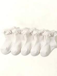 1/5/10 Pairs Baby/Toddler Girls Black & White Non-Slip Dot Socks, Classic Versatile Cute Lace Trim Socks, Minimalist Fashion Soft Breathable Moisture-Wicking Short Socks, Suitable For Holidays, Gifts, Daily Wear, Stage Performance, Campus Activities, Vacation - Multicolor - View 11