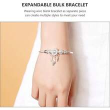 Pulsera Expandible de Alambre Ajustable Dije Atrapasueños Plateado Brazalete Hueco Diseño de Plumas y Borlas Accesorio Punk para Estudiantes y Uso Diario - 1 - Ver 3