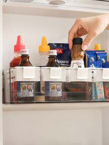 1pc/3pcs Adjustable Refrigerator Side Door Storage Box, White Movable Multi-Layer Storage Box, Space Saving, Suitable For Refrigerator, Food Storage Room And Kitchen, White, Food Storage, Kitchen Tools, Kitchenware, Kitchen Accessories