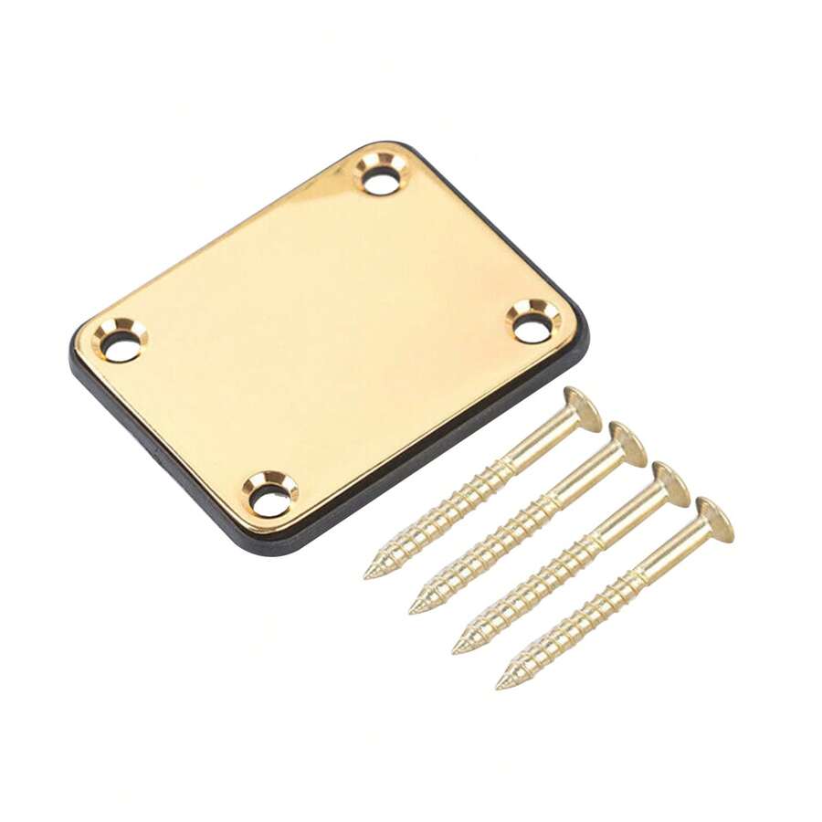 Metal And Plastic Guitar Neck Plate With Screws For Strat, Tele, LP, SG Style Guitars Accessory Part - Vàng - Xem 1