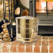 Burn Barrel Portable Stainless Steel Fire Barrel with Lid Fire Hook and Liner Heavy Duty Outdoor Burning Cage Safe for Patio Garden Balcony Deck Beach Camping Cooking Wood Garbage and Fall - Dorado - Ver 2