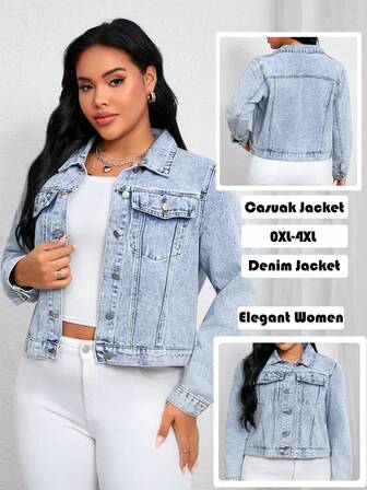 2026新款女士时尚外套 - 优雅日常长袖翻领休闲牛仔外套