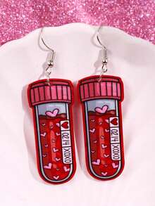 一对独特的心形血管亚克力耳环，可爱创意时尚耳环，适合日常佩戴、情人节、派对等场合，女士适用。 - 彩色 - 查看 2