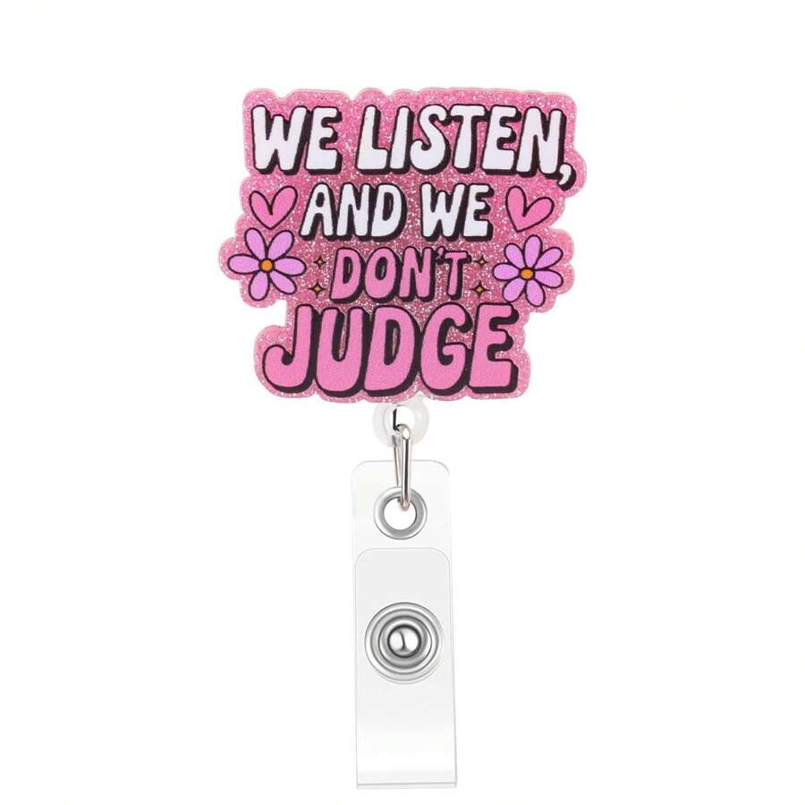New Cross-Border Hot-Selling Source Manufacturer Acrylic DIY Accessories Telescopic Badge Clip Easy-Pull ID Badge Holder - 搭配360度旋轉夾 - 查看 1