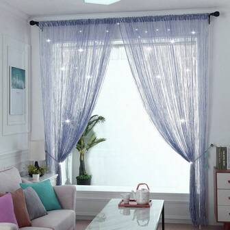 1pc Glittery Silver String Curtain, Thickened & Dense, Large Size 300*300, Decorative Tassel Curtain, Partition Curtain, Sequin Curtain For Wedding