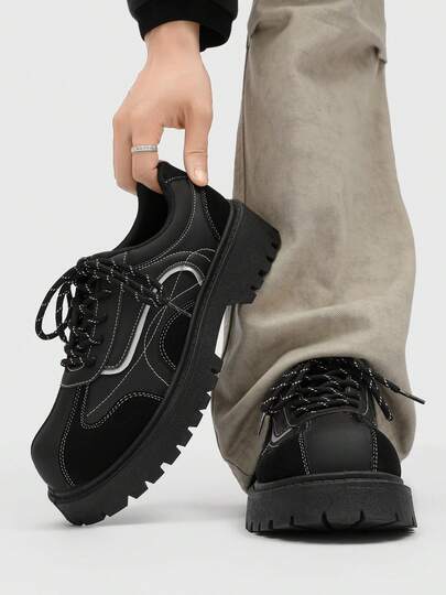 复古圆头厚底男士正装鞋，系带英伦风男士皮鞋，适合派对、婚礼、通勤、工作等场合的时尚休闲皮鞋。