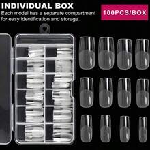120Pcs Full Cover Square Fake Nails, 12 Sizes Square Nails Acrylic False Nails For Nail Extension, French Square Shaped False Nail Tips For Nail Salons And Nail Tips Art (Clear) - Trong sáng - Xem 4