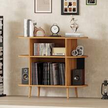 Mid Century Modern Record Player Stand With Storage - Vinyl Record Storage Cabinet & Media Console Holds 300+ Records, Turntable Stand For Bedroom Living Room - 小自然 - 查看 3