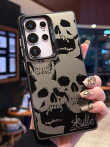 1pc Skull Design Shockproof Anti-Scratch Protective Phone Case, Suitable For Everyday Use And Travelers, Compatible With IPhone XR/11 Pro Max/7P/8P/12 Pro/12 Pro Max/13 Pro/13 Pro Max/14 Pro/14 Pro Max/15 Pro/15 Pro Max/14/15Plus/16E/16 Pro/16 Pro Max/17 Pro/17 Pro Max/Air/SMART8, Galaxy A55/A15/S23/S24/S25 Ultra - Black - View 9
