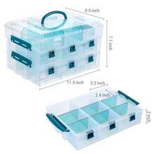 QY- MyGift - Contenedor apilable transparente de 11 pulgadas para artes y manualidades estuche organizador de almacenamiento con detalles azules 24 compartimentos personalizables y 6 cajones con -3955 - azultransparenteClearBlue - Ver 5