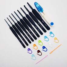 9pcs 14cm Crochet Hook Set, Handmade Soft Wool Sweater, Crochet Bag, Stainless Steel Crochet Hook Set, Crochet Supplies - Blue - View 9