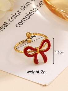 1pc Stainless Steel Fashionable Colorful Ombre Bowknot Ring, Suitable For Women's Daily Wear, Valentine's Day Gift - Multicolor - View 10