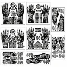 8 Pcs Henna Tattoo Stencils Reusable Painting Stencil For Hand Body Art Flower Temporary Tattoo Template Sleeve Wedding Bride Beauty - Multicolor - View 12