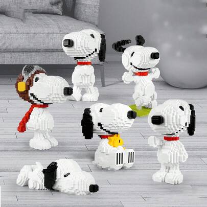 SNOOPY 1 pieza Micro bloques de construcción, Figura miniatura de personaje de dibujos animados históricos, Regalo para niñas, Estilo creativo aleatorio, Regalo de Año Nuevo, Regalo del Día de San Valentín, Regalo de Pascua