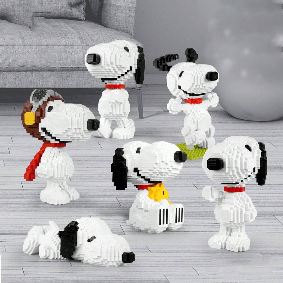 SNOOPY 1件装微粒积木，小型历史卡通动漫系列玩偶，女孩礼物，创意随机款式，新年礼物，情人节礼物，复活节礼物[随机款式] - 彩色 - 查看 1