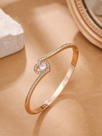 1pc Women's Fashion Heart-Shaped Bracelet, Elegant And Chic Jewelry, Gift For Valentine's Day
