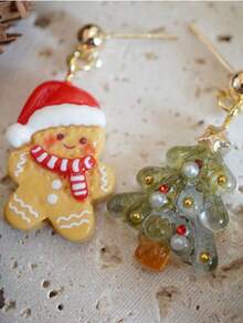 1 Pair Christmas Tree & Bell Rhinestone Earrings, Cute Stud Earrings For Women, Christmas Jewelry - Multicolor - View 7