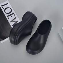 男士休闲拖鞋，情侣镂空厚底慵懒穆勒鞋，沙滩凉鞋，透气男士拖鞋，秋冬款 - 黑色 - 查看 4