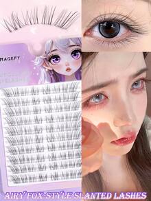 80片自然狐狸眼透明假睫毛，漫画风格假睫毛，动漫角色扮演尖刺假睫毛，DIY单根假睫毛，日式眼妆工具，簇状假睫毛，湿妆风格，适合日常旅行派对角色扮演 - CC - 查看 13