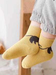 5 Pairs Crew Neck Socks, Suitable For Boys & Girls Aged 1-16, Wear In Spring, Autumn & Winter. Cute Cartoon Cat Pattern, Kids Socks - Multicolor - View 2