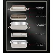 YQQ EVGATSAUTO Contenedores de Almuerzo Aislados Caja Apilable de 2 Niveles Contenedores de Almuerzo Aislados de Acero Inoxidable 304 Compartimento a Prueba de Fugas Contenedor de2179 - Damascoclaro - Ver 3