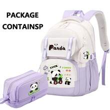 1pc/2pcs Cute Panda Backpack Set, Large Capacity Student Backpack And Case Pencil Set, With Multiple Pockets, Large Capacity, Breathable And Lightweight Schoolbag, Nylon Capybara Print Backpack With Adjustable Straps Zip Closure, Polyester Lined - Perfect Gift For Students, Back To School Supplies School Bag Bookbag