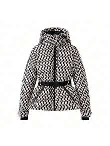Women Outdoor Winter Coats - Black and White Checkered (trousers Not Included) - View 4