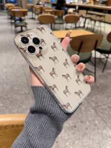 1pc Minimalist Horse & Black Polka Dot Pattern Shockproof TPU Phone Case, Compatible With Iphone, Galaxy, Provides Lens Protection And Can Be Used As A Protective Cover, Great For New Year, Christmas, Halloween Or Valentine's Day Gift - Multicolor - View 3