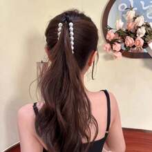 Faux Pearl & Rhinestone Banana Clip Hair Accessory, Suitable For Daily Wear, Claw Clips, Hair Slide, Hair Barrettes, Hair Accessories For Women, Head Accessories, Hairpin - Multicolor - View 4