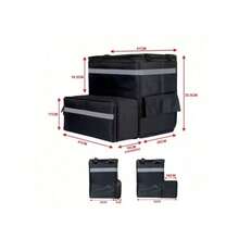 Bolsas de aislamiento térmico para llevar bolsas de aislamiento térmico de papel de aluminio cajas de entrega para llevar cajas especiales para jinetes cajas de distribución comercial de cajas de aislamiento térmico al aire libre con capacidad expandible, con cintas reflectantes y soportes de tazas, bolsas de pizza reutilizables, comida para el hogar, restauración y Picnic - Negro - Ver 10