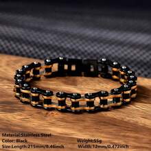 1 件朋克摇滚不锈钢男士手链，摩托车骑行手链自行车链嘻哈珠宝新款时尚日常佩戴生日礼物 - 鏈條手鍊 - 查看 21